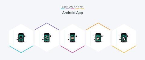 android app 25 gevulde lijn icoon pak inclusief bladen. gegevens. mobiel app. mobiel app. huis vector
