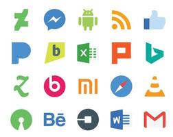 20 sociaal media icoon pak inclusief speler vlc pluk browser xiaomi vector