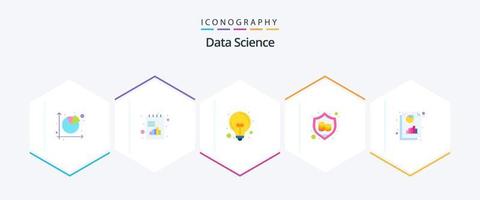 gegevens wetenschap 25 vlak icoon pak inclusief zeker. schild. grafiek. gegevens. licht vector