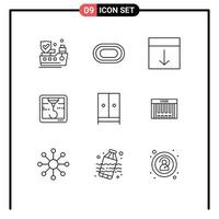 9 creatief pictogrammen modern tekens en symbolen van huis kast rooster huishoudelijke apparaten printer bewerkbare vector ontwerp elementen