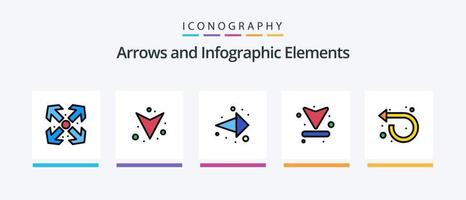 pijl lijn gevulde 5 icoon pak inclusief terugspoelen. pijl. richting. Rechtsaf. richting. creatief pictogrammen ontwerp vector