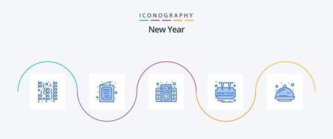 nieuw jaar blauw 5 icoon pak inclusief omslag. gelukkig. wens. hartelijk groeten. partij vector