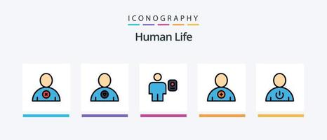 menselijk lijn gevulde 5 icoon pak inclusief profiel. Omschrijving. avatar. lichaam. Verzending. creatief pictogrammen ontwerp vector