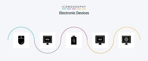 apparaten glyph 5 icoon pak inclusief . TV. aanval. nieuws. TV vector