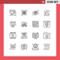16 gebruiker koppel schets pak van modern tekens en symbolen van controleur kwaliteit oog premie voedsel bewerkbare vector ontwerp elementen