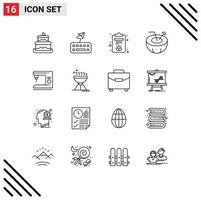 reeks van 16 modern ui pictogrammen symbolen tekens voor Koken bbq huis lotus elektrisch vakantie bewerkbare vector ontwerp elementen