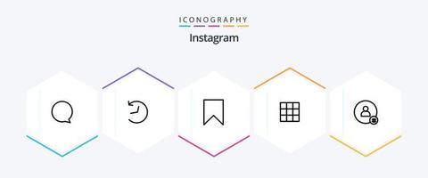 instagram 25 lijn icoon pak inclusief tweeten. volgen. koppel. stelt. galerij vector