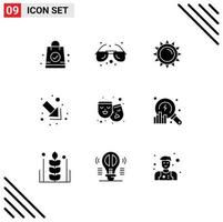 reeks van 9 modern ui pictogrammen symbolen tekens voor film theater helderheid masker naar beneden bewerkbare vector ontwerp elementen