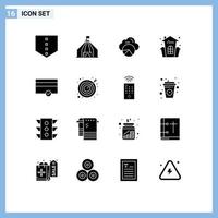 universeel icoon symbolen groep van 16 modern solide glyphs van doel betaling wolk scince geld huis vakantie bewerkbare vector ontwerp elementen