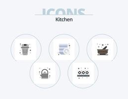 keuken vlak icoon pak 5 icoon ontwerp. Mortier. Koken. geweest. platen. keuken vector