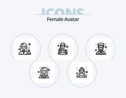 vrouw avatar lijn icoon pak 5 icoon ontwerp. geneesmiddel. chemicus. vrouw. gegevens wetenschapper. analyzer vector