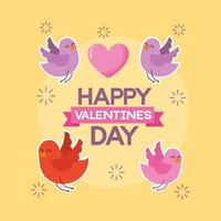 gelukkige Valentijnsdag kaart met schattige vogels en hart vector