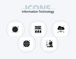 informatie technologie glyph icoon pak 5 icoon ontwerp. . . schakelaar. stroom. wolk vector