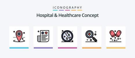 ziekenhuis en gezondheidszorg concept lijn gevulde 5 icoon pak inclusief thermometer. ziekenhuis. medisch. gezondheidszorg. röntgenfoto. creatief pictogrammen ontwerp vector