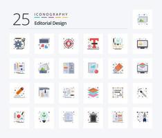 redactioneel ontwerp 25 vlak kleur icoon pak inclusief kunst. ontwerp. focus. schetsen. ontwerp vector