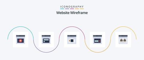 website wireframe vlak 5 icoon pak inclusief website. bladzijde. website. internetten. website vector