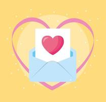 gelukkige Valentijnsdag kaart met envelop en hart vector