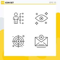 voorraad vector icoon pak van 4 lijn tekens en symbolen voor vaardigheden bedrijf menselijk oog doelwit bewerkbare vector ontwerp elementen