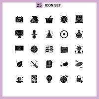 25 universeel solide glyph tekens symbolen van kamer bed speelgoed gebruiker Bluetooth bewerkbare vector ontwerp elementen