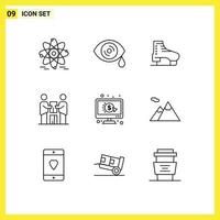 reeks van 9 modern ui pictogrammen symbolen tekens voor betalen team vleet vennootschap samenwerking bewerkbare vector ontwerp elementen