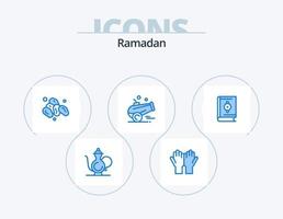 Ramadan blauw icoon pak 5 icoon ontwerp. Islam. Islam. geloof. iftar. heilig vector