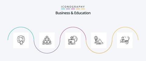 bedrijf en onderwijs lijn 5 icoon pak inclusief bergen. ontdekken. bedrijf. online. toewijzing vector