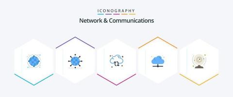 netwerk en communicatie 25 vlak icoon pak inclusief computer. camera. pijl. camera. delen vector