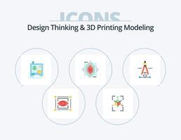 ontwerp denken en d het drukken modellering vlak icoon pak 5 icoon ontwerp. onderwijs. kompas. printer. ontwerp. kern vector