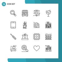 16 creatief pictogrammen modern tekens en symbolen van ipad apparaatje liefde apparaten sap glas bewerkbare vector ontwerp elementen