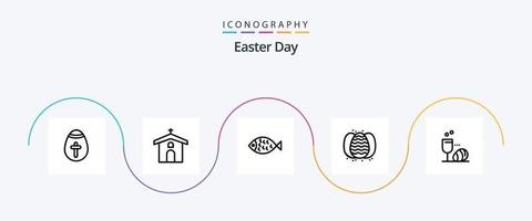 Pasen lijn 5 icoon pak inclusief glas. roof. Pasen. Pasen. eten vector