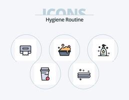 hygiëne routine- lijn gevulde icoon pak 5 icoon ontwerp. Product. schoonmaak. slaapkamer. spuiten. papier vector