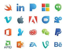 20 sociaal media icoon pak inclusief boodschapper Adobe Adobe cc msn vector