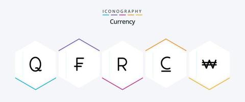 valuta 25 lijn icoon pak inclusief Kirgizië . Bulgaars . dollar. valuta vector