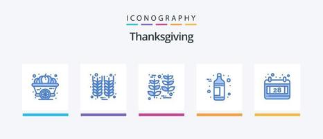 dankzegging blauw 5 icoon pak inclusief bedankt dag. kalender. korrel. wijn. alcohol. creatief pictogrammen ontwerp vector