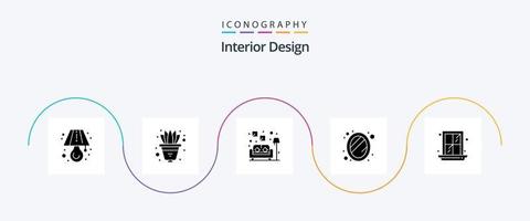 interieur ontwerp glyph 5 icoon pak inclusief . venster. lamp. interieur. huis vector