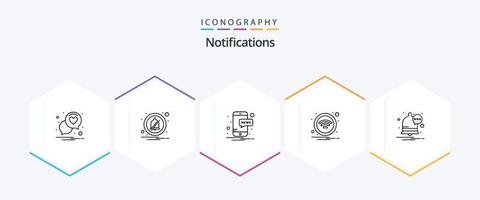 meldingen 25 lijn icoon pak inclusief . bericht. nieuws. communicatie. draadloze vector