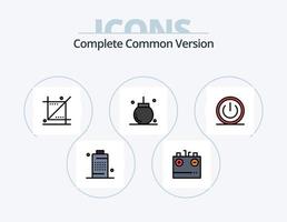 compleet gemeenschappelijk versie lijn gevulde icoon pak 5 icoon ontwerp. telefoon. cel. verwijderen. accu. downloaden opslaan vector