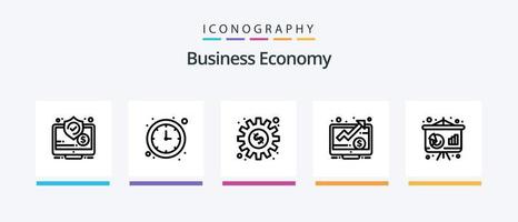 economie lijn 5 icoon pak inclusief analyse. plaats. piramide. dollar. economie. creatief pictogrammen ontwerp vector