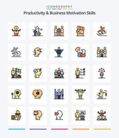 creatief produktiviteit en bedrijf motivatie vaardigheden 25 lijn gevulde icoon pak zo net zo menselijk. vrijheid. naar voren. vennootschap. samenwerking vector