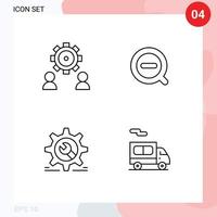 groep van 4 gevulde lijn vlak kleuren tekens en symbolen voor configure instelling instelling minder wiel bewerkbare vector ontwerp elementen