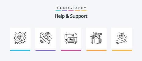 helpen en ondersteuning lijn 5 icoon pak inclusief . versnelling. helpen. controleren. aanvaarden. creatief pictogrammen ontwerp vector