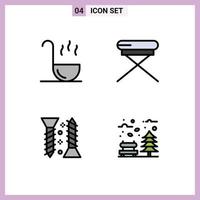 reeks van 4 modern ui pictogrammen symbolen tekens voor keuken zelf bevestiging stoel stoel herfst bewerkbare vector ontwerp elementen