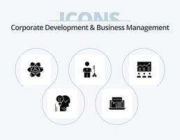 zakelijke ontwikkeling en bedrijf beheer glyph icoon pak 5 icoon ontwerp. persoon. groei. overleg plegen. ontwikkeling. online vector