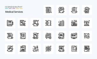 25 medisch Diensten lijn icoon pak vector