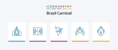 Brazilië carnaval blauw 5 icoon pak inclusief . circus. decoratie. clown. mardigras. creatief pictogrammen ontwerp vector