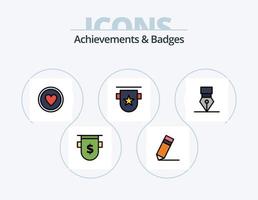 prestaties en badges lijn gevulde icoon pak 5 icoon ontwerp. prestatie. wetenschap. lauwerkrans. prijs. krans vector