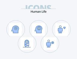 menselijk blauw icoon pak 5 icoon ontwerp. menselijk. favoriet. hoofd. lichaam. hoofd vector