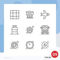 9 gebruiker koppel schets pak van modern tekens en symbolen van beveiligen beschermen vlucht voedsel avondeten bewerkbare vector ontwerp elementen