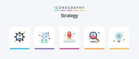 strategie vlak 5 icoon pak inclusief marketing. geld. raket. idee. plan. creatief pictogrammen ontwerp vector