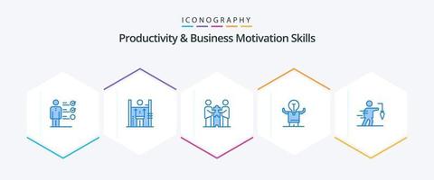 produktiviteit en bedrijf motivatie vaardigheden 25 blauw icoon pak inclusief persoon. verbetering. beheer. bedrijf. partners vector